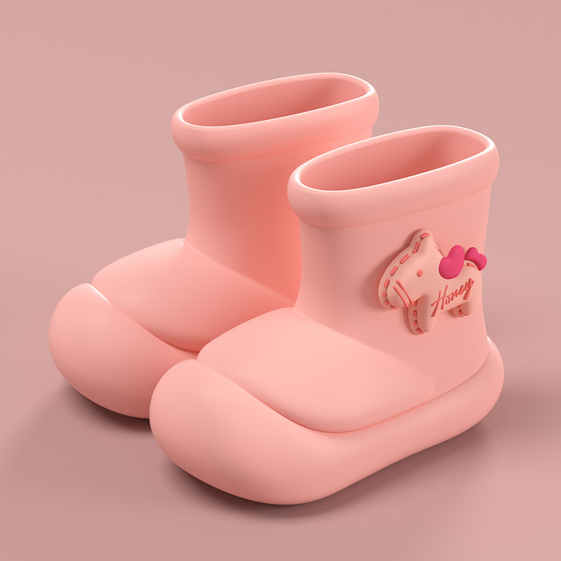 Cotton Kidsren's Rain Boots for Girls, New Baby Rain Boots for Boys and Girls, Warm, Waterproof, Non-Slip Water Shoes with Velvet