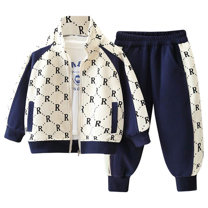 6156 traje deportivo para niños 2024 primavera y otoño nuevo estilo rufián guapo moda para bebés ropa de otoño marca de moda para niños de dos piezas