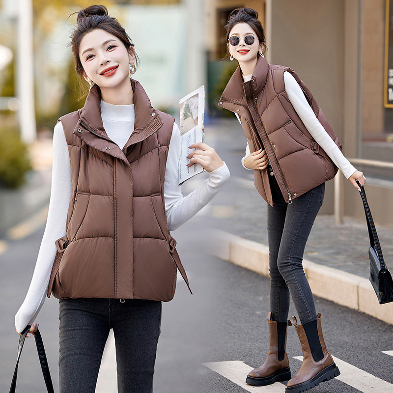 Chaleco de algodón de pluma para mujeres 2025, otoño y invierno, nuevo estilo coreano suelto y versátil, chaleco de hombro de los estudiantes, chaqueta de clip de caballo image 3