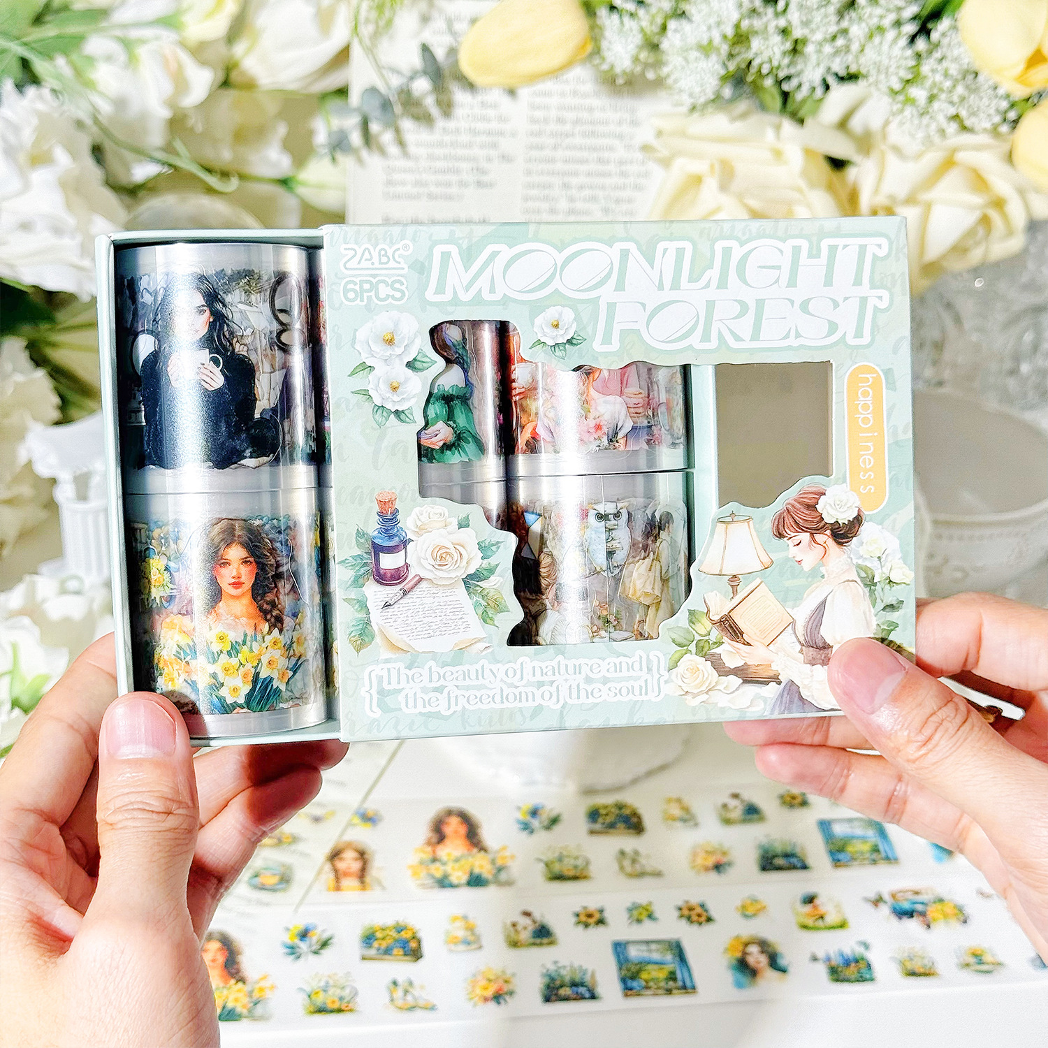 You Butterfly Fantasy Realm Series Retro Flower Personaje Tema Tapicera de cuentas a mano Conjunto de cinta de cuentas a mano Diy Decoración de cuentas a mano Pegatinas de collage