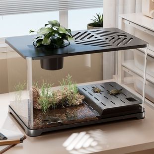 Turtle Breeding Tank Ecological Landscaping Household Small House with Cover Terrace Amphibious Special Box Brazilian Turtle Tank