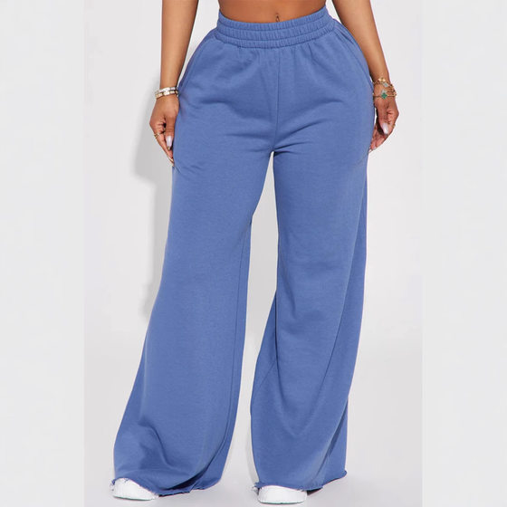 Amazon 2024 autumn and winter cross-border European and American women's leisure sports yoga elastic high waist wide leg loose pants