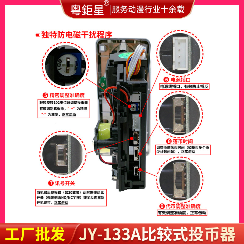 Accesorios de la máquina de muñeca 133A comparación titular de la moneda de la muñeca máquina de juego titular de la moneda universal TW131