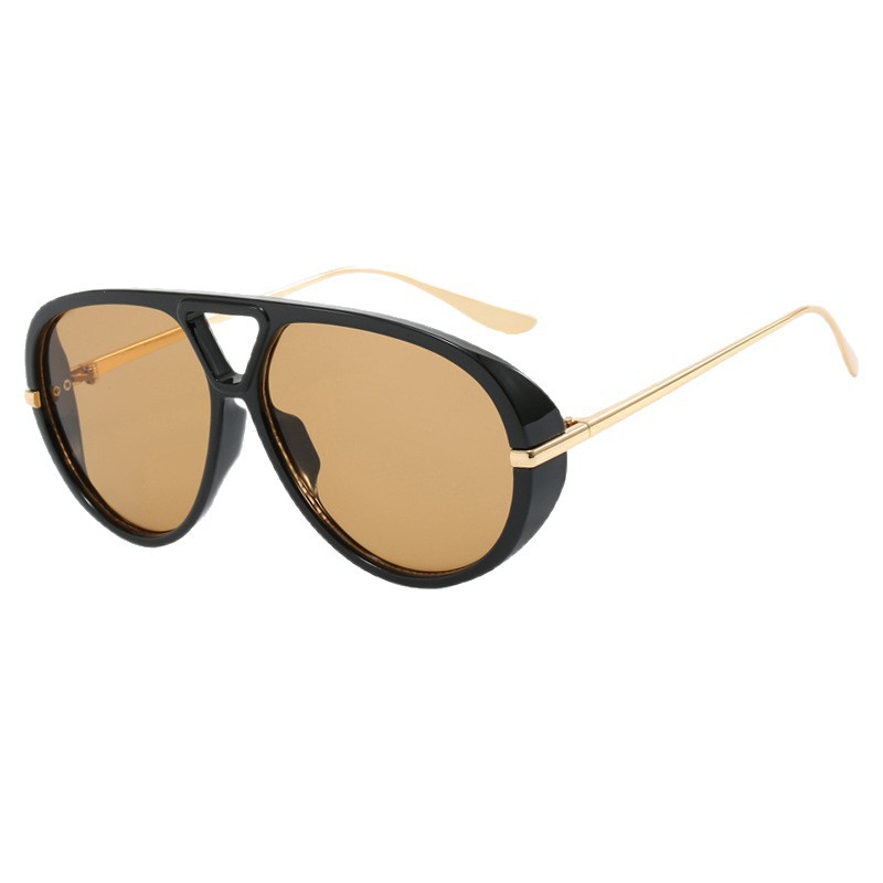 New Fashion Cross-Border Aviator Style Double Bridge Sunglasses European and American Style Trendy Street Style Concave Shape Personalized Sunglasses