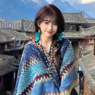[Over 1,000 Returning Customers] Ethnic Style Shawl Yunnan Lijiang West Sichuan Travel Wearing Cloak Wai Wai Wai