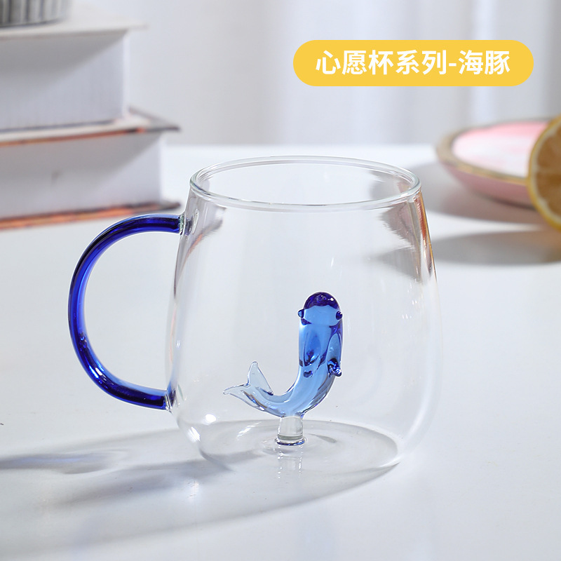 Vaso de vidrio para animales Taza de animales tridimensional de dibujos animados con borosilicato al por mayor nuevo vaso de alto valor con mango
