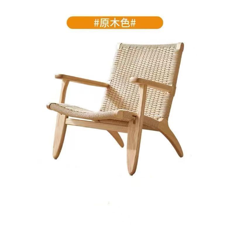 Sillas de madera sólida de cuerda trenzada sillas de balcón nórdicas sillas de ocio estilo japonés sillas de silla de casa pequeña silla de respaldo perezosa