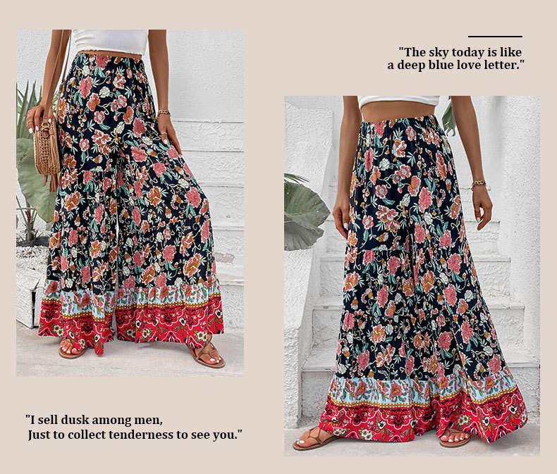 Printed Large Flare Wide Leg Pants_voghion.com