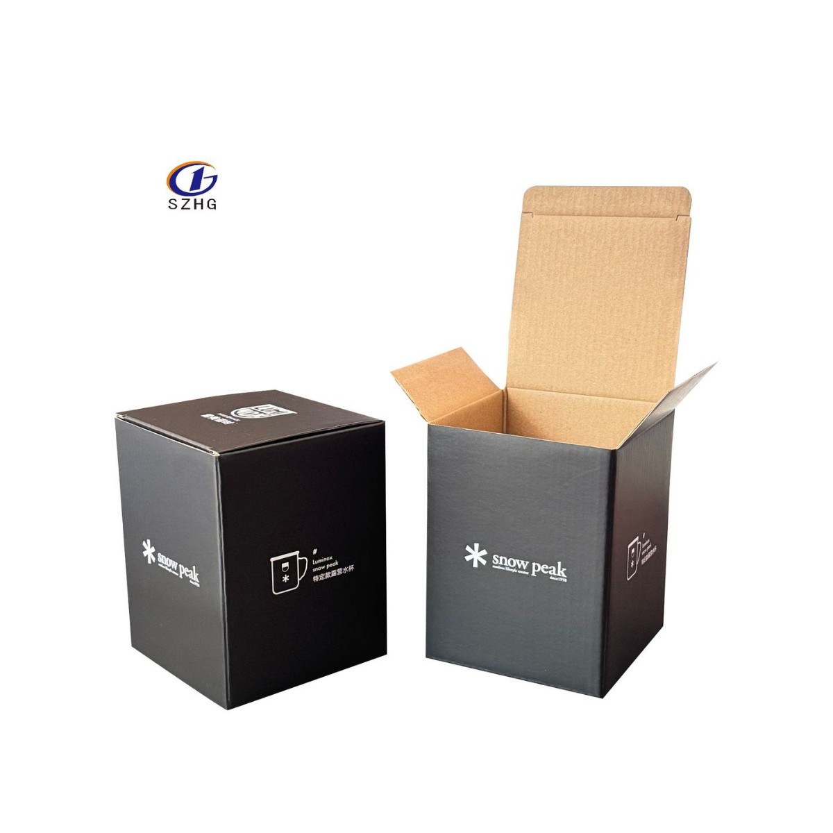 玻璃杯包装彩盒正方形瓦楞纸盒单黑扣底盒保温杯彩盒供应