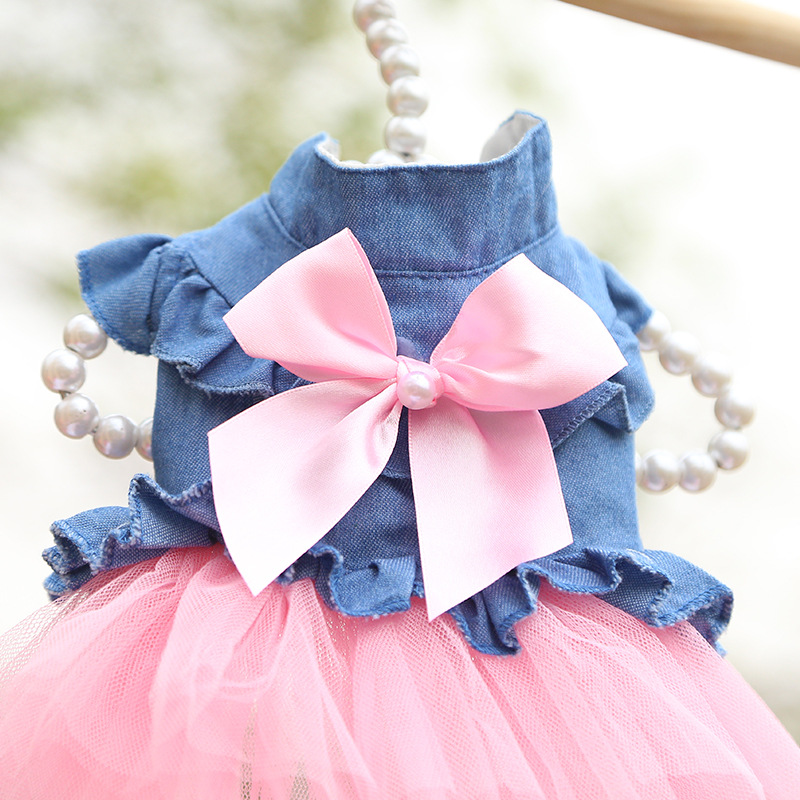 Princess Denim Bow Knot Pet Clothing display picture 8