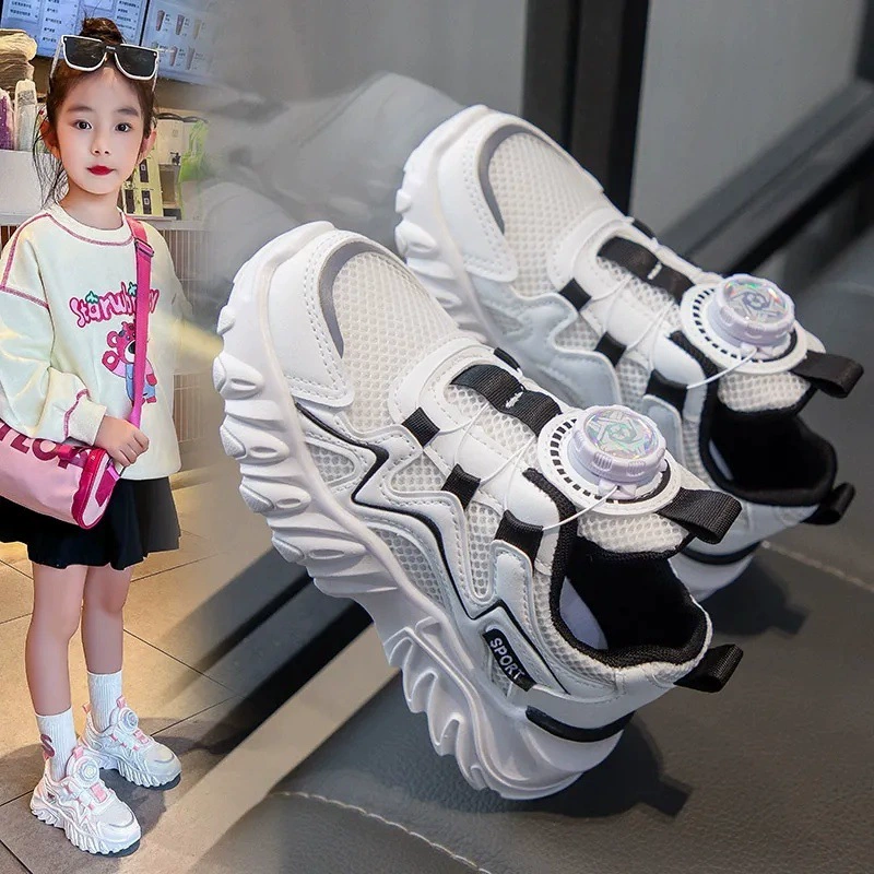 Детские спортивные кроссовки для девочек лето 2025, новые, для начальной школы, сетчатые, дышащие, мягкая подошва, кроссовки для бега, кеды