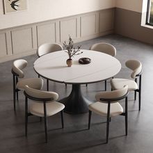 原木风实木叠餐桌5新家用小户型法式美式复古伸缩可变圆桌