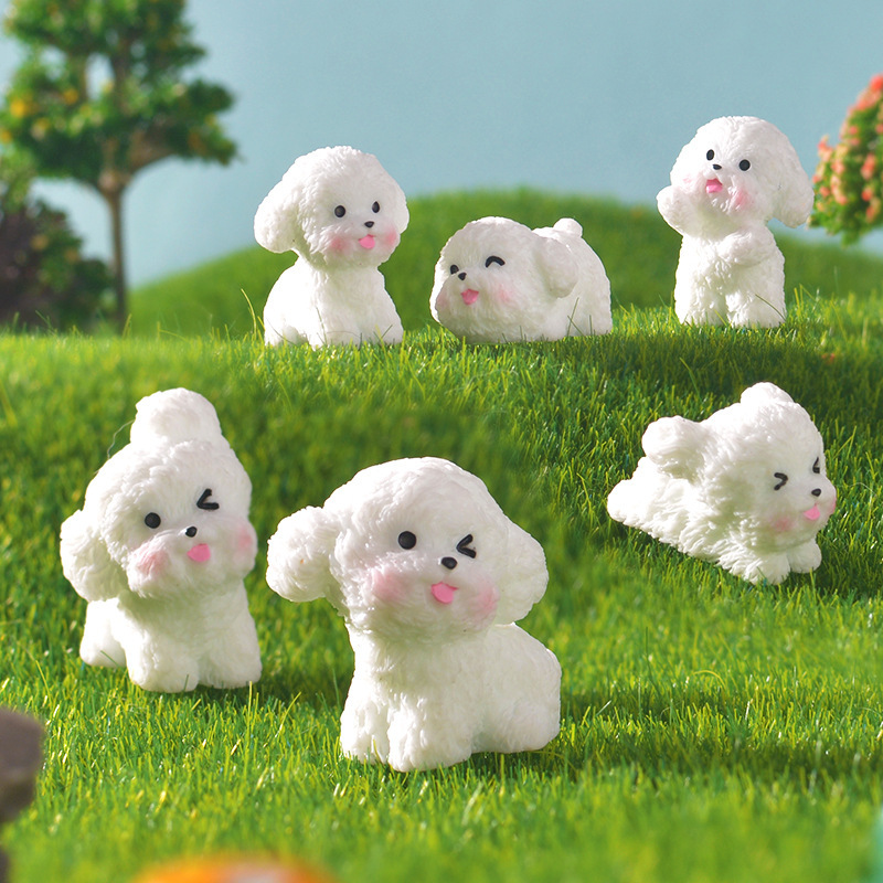 Micro Landscape Artificial Cute Teddy Puppy DIY Handmade Keychain Accessories Desktop Bichon Frize Car Small Ornaments