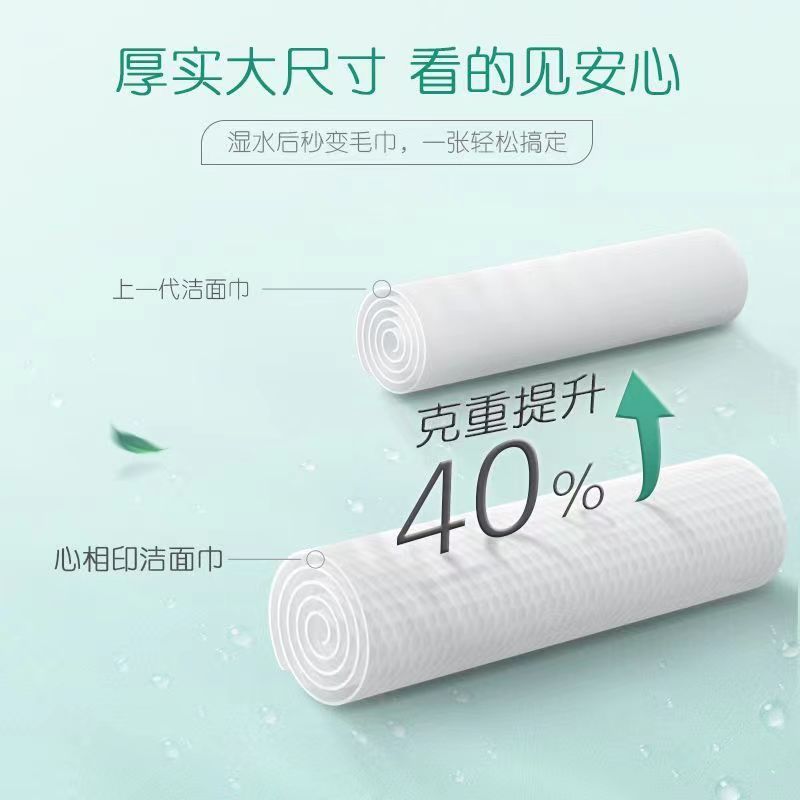 Heart to Heart Facial Tissue Portable Size Plus Thick and Soft Cotton Towel Dry and Wet Dual-Use Disposable Cleansing Towel