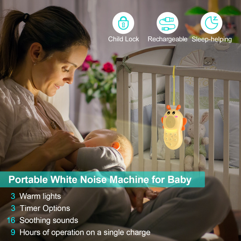 ポータブルバッテリー充電蜂の形のナイトライト子供用ホワイトノイズ睡眠補助マシン|undefined