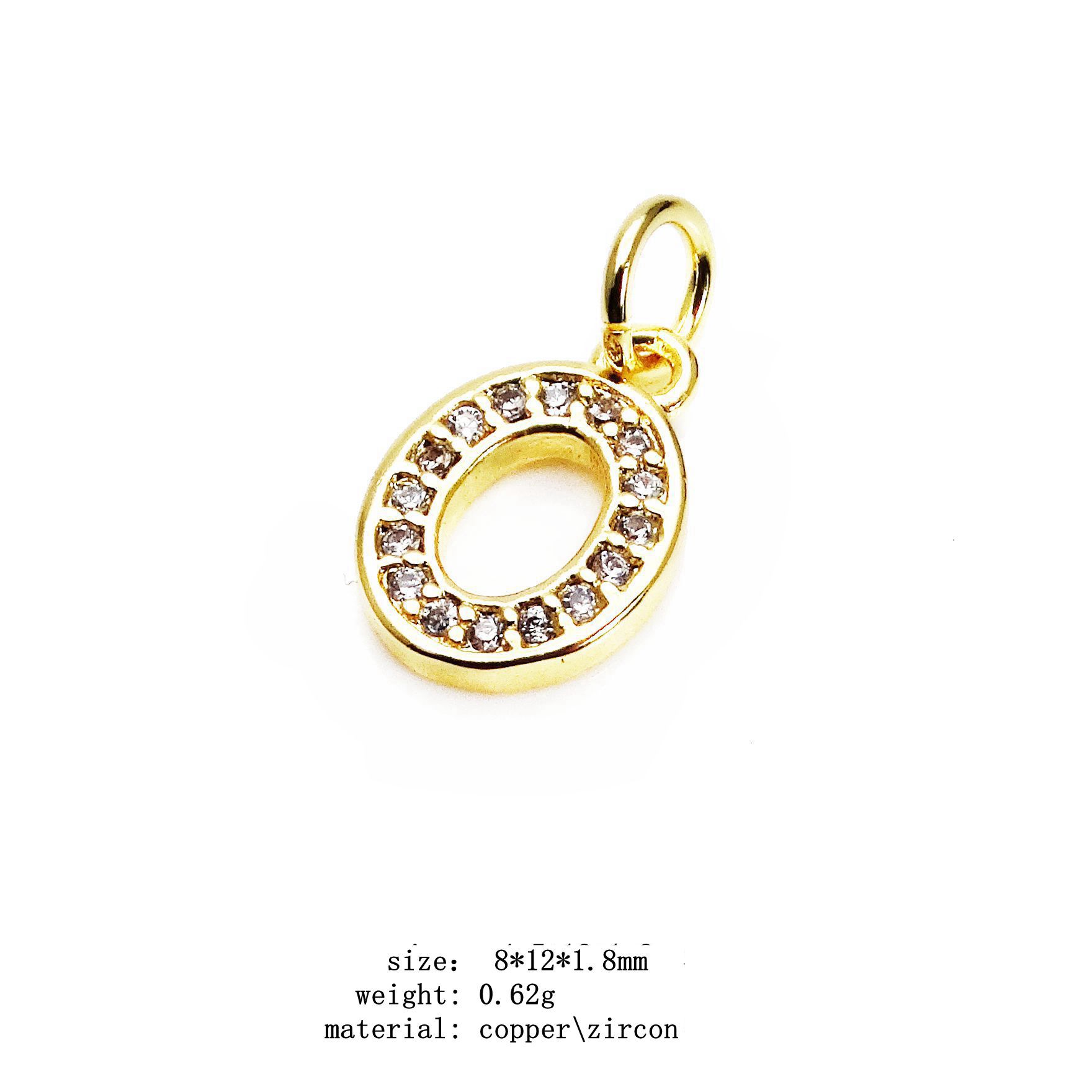 2g Weight Pendant Jewelry Making Type Zircon Inlay Material 1 Piece Quantity Copper Material Number Pattern Inlay Design Simple Style Style 1 Piece Copper Zircon Number Pendant 4