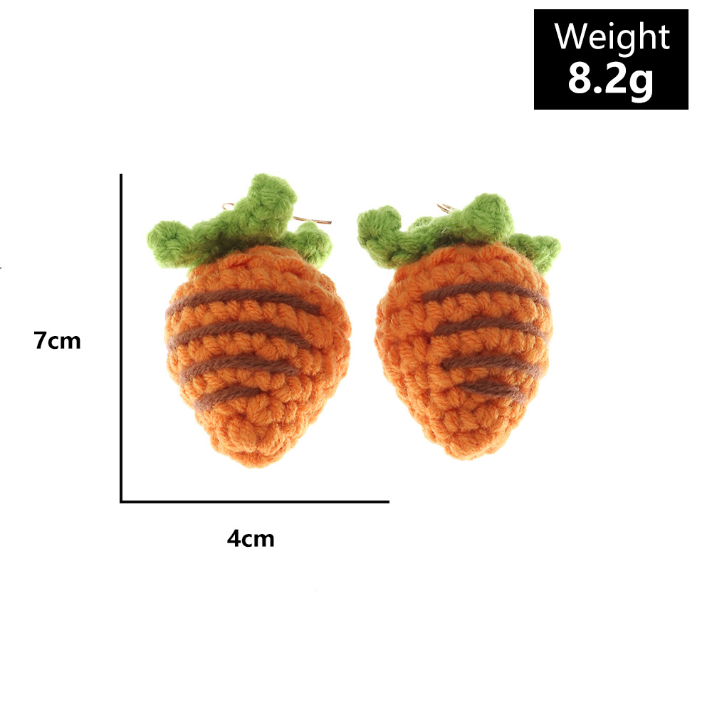 Cute Wool Fruit Carrot Strawberry Earrings Wholesale Nihaojewelry display picture 2