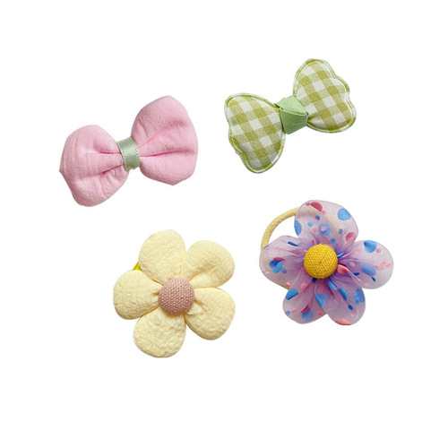 Korean children's bow hair clip fabric flower hair clip children's hair accessories non-irritating BB clip mesh headband wholesale