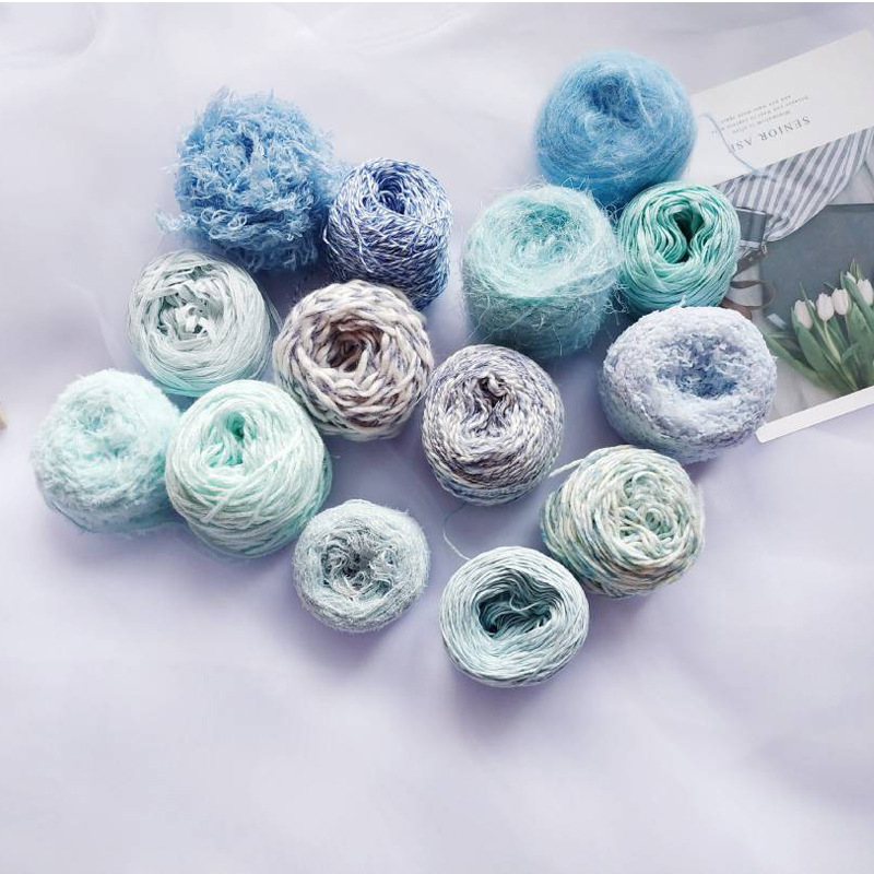 RY浅蓝色单线配线 圈圈马海毛diy流苏手账配线围巾毛衣帽子包包线