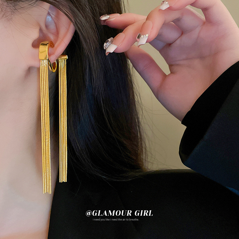 Pendientes de pinza de oreja de perla de temperamento de lujo ligero francés