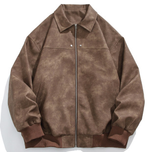 Men's Imitation Leather Coat Spring Motorcycle Nostalgic Retro Brown PU Jacket Men's cityboy Loose Wear