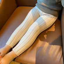 回馈款女童生纤维弹力坑条针织裤儿童冬季加厚打底裤百搭毛线裤子