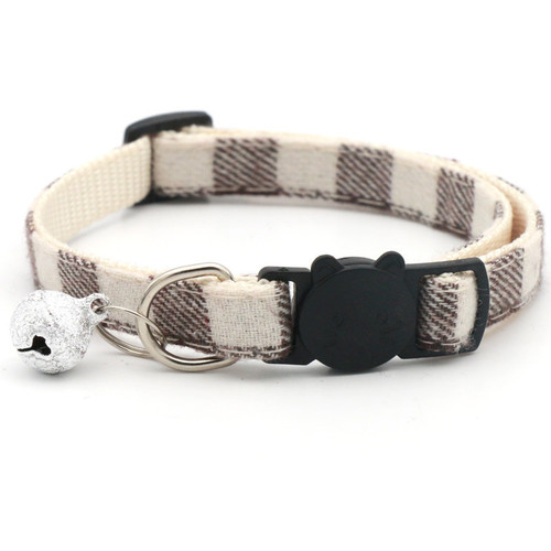 Pet Plaid Safety Buckle Bell Collar Cat Buckle Cat Bow Collar Pet Cha Cha Factory Direct Sales