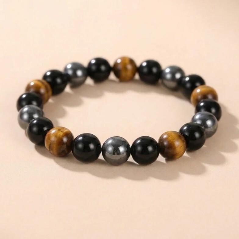 Cross-Border Popular Bracelet Made of Natural Tiger Eye Stone and Black Gallstone, Triple Protection Bracelet on Amazon and Aliexpress Cross-Border Popular Bracelet Made of Natural Tiger Eye Stone and Black Gallstone, Triple Protection Bracelet on Amazon and Aliexpress