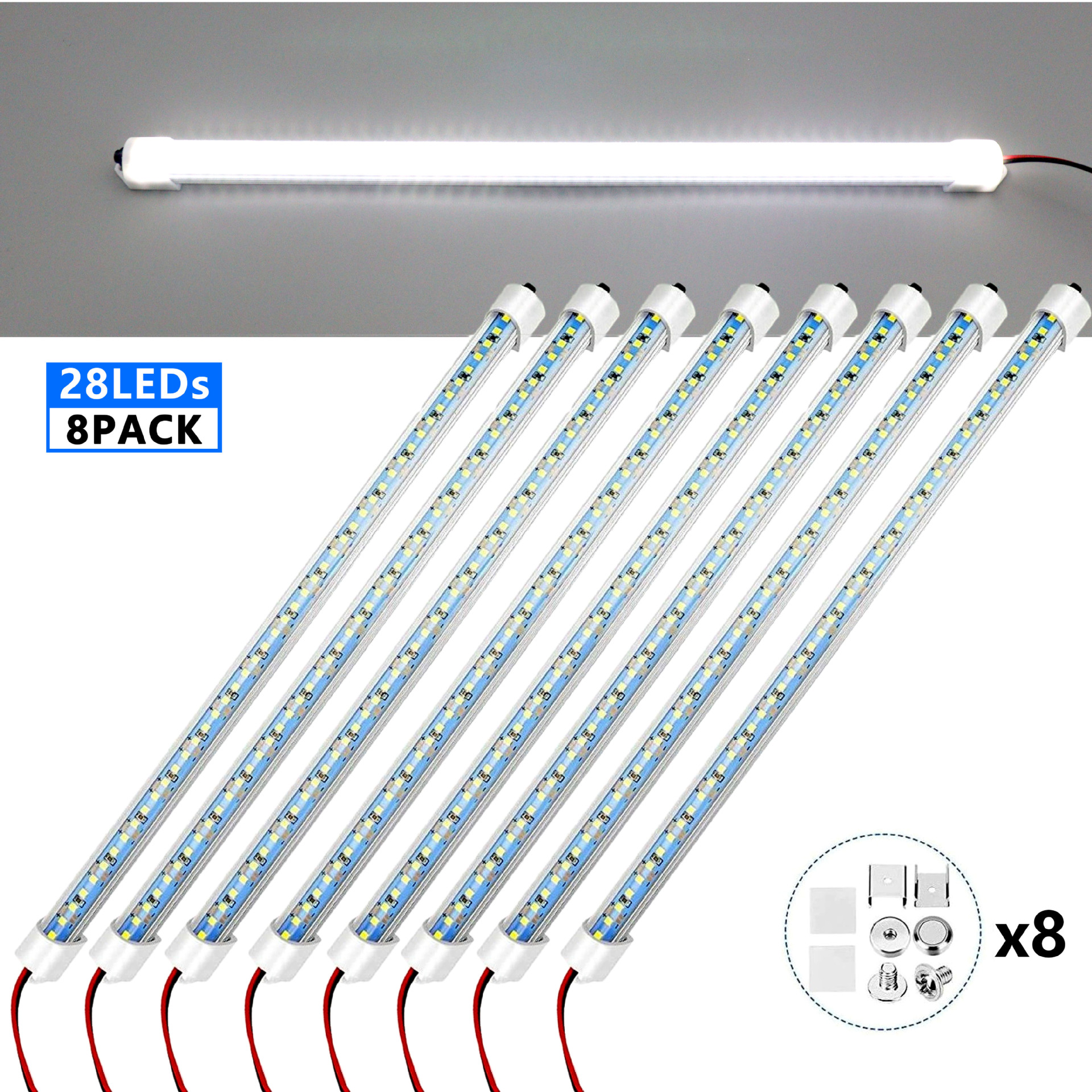 LED barra de luz de carro con interruptor con imán adhesivo cabina tronco iluminación interruptor barra de luz 4-pack RV Luz