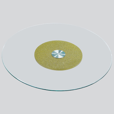 金色透明玻璃转盘圆台旋转盘餐桌底座饭店专用圆形转盘开孔玻璃面|ru