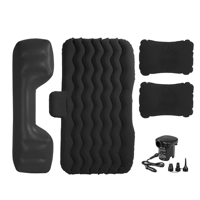 SUV car air bed, Vehicle-mounted inflatable bed - split-flocked-wavy-black-long-pier