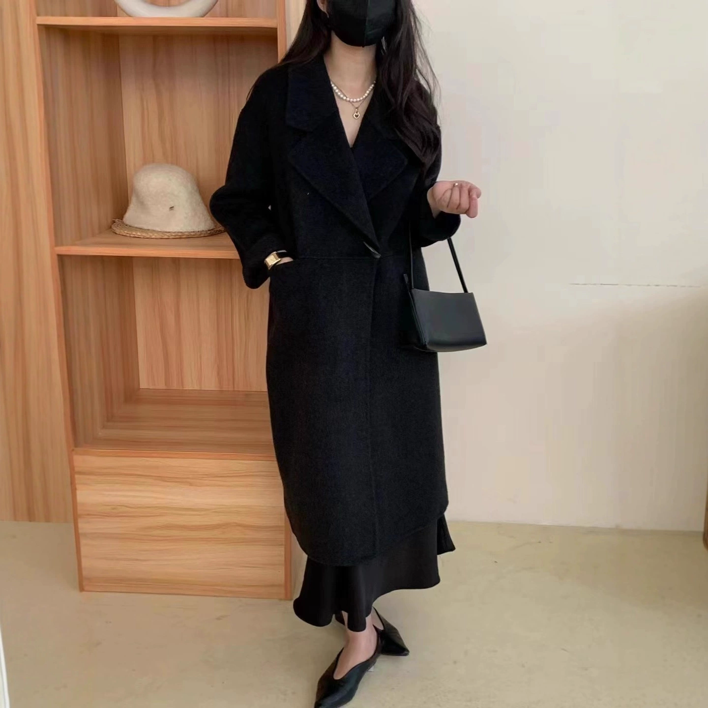 Взрывы интернет-знаменитостей 2023 Новое двухстороннее шерстяное пальто женское длинное свободное повседневное шерстяное пальто в Корейском стиле в наличии