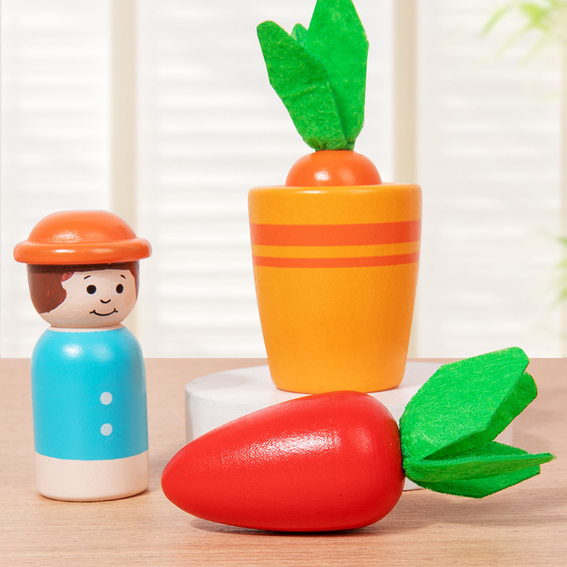 Juguetes de madera de tamaño de vegetales de plantación de macetas de flores de niños