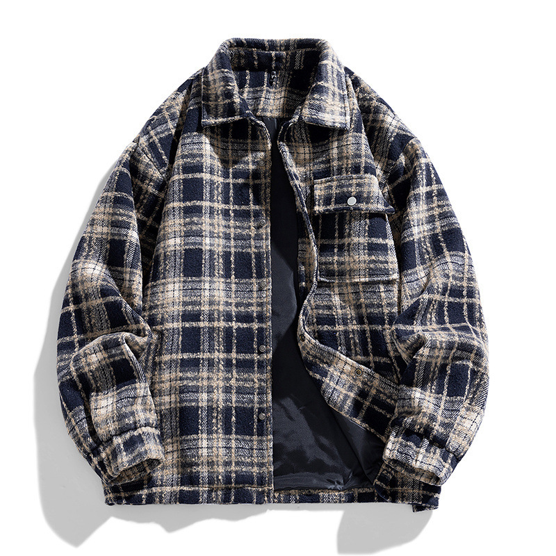 Free Shipping American Style Retro Plaid Jacket Men's Spring and Autumn Lapel Woolen Jacket Trendy Brand Chanel Style Student Plumpton Shuai JK21