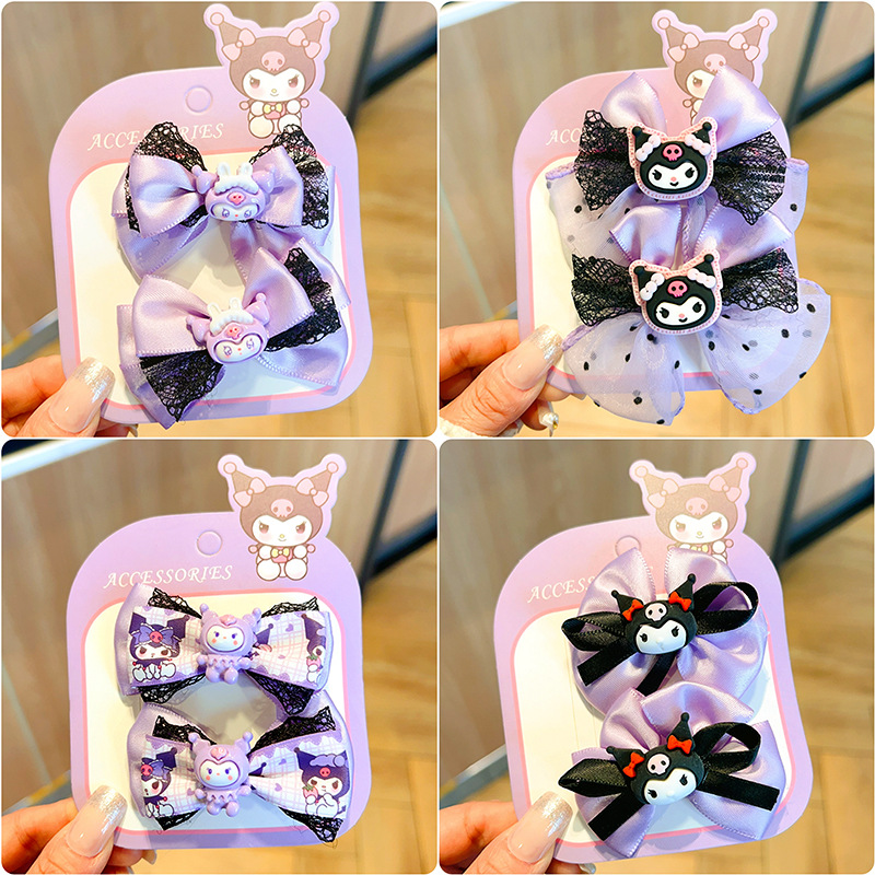 2025 new children barrettes clow m bow hair clip girls cartoon headwear cute baby streamer hair accessory