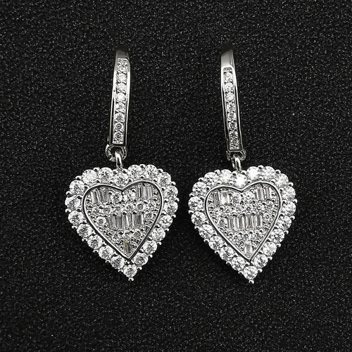 Hot-selling versatile diamond heart step pendant necklace earrings set for girls X6135-E5672