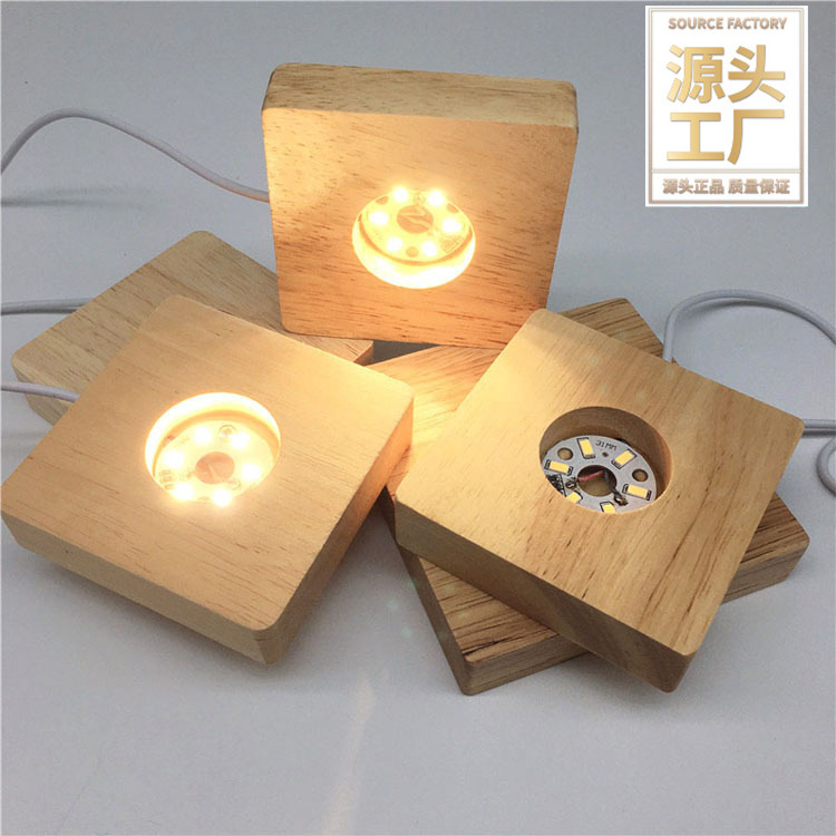 다양한 사이즈의 심플한 LED 솔리드 우드 램프 DIY 인터넷 셀럽 나이트라이트 웜 화이트 라이트 베이스 USB 스위치 크래프트 베이스