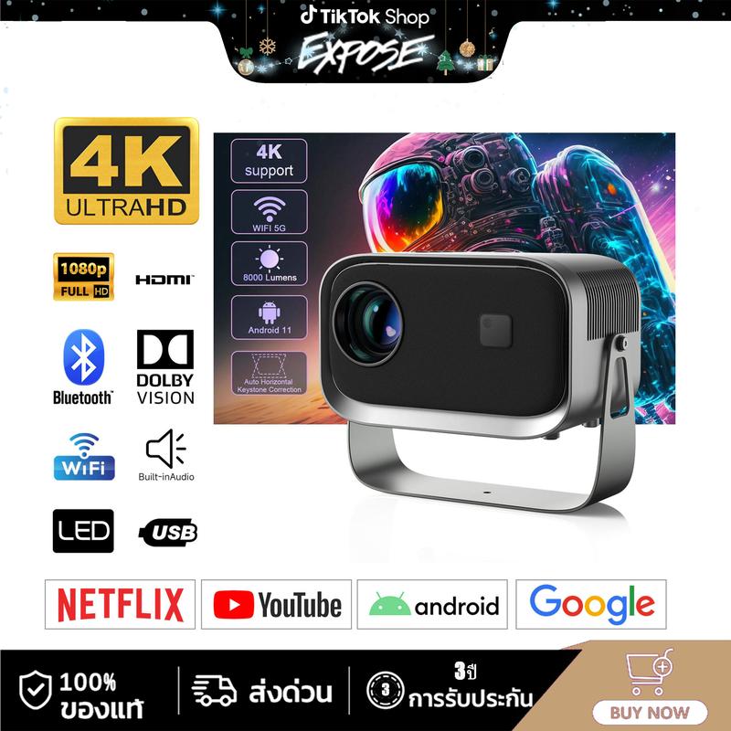 Nuevo proyector de enfoque eléctrico transfronterizo A10 portátil 4K HD WiFi proyección inteligente Android