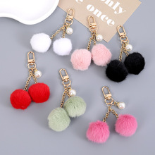 新款百搭珍珠吊坠装饰包包挂件秋冬毛绒球手机挂件钥匙扣小礼品
