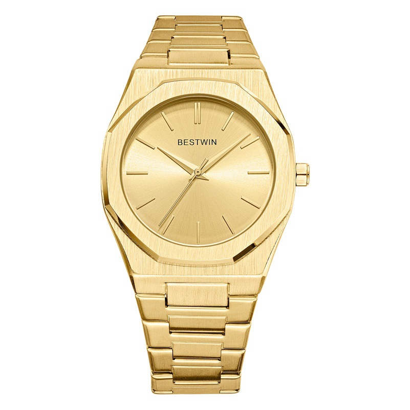 Reloj de los hombres marca impermeable cuarzo bestwin nuevo comercio exterior al por mayor popular reloj mariposa doble botón a presión