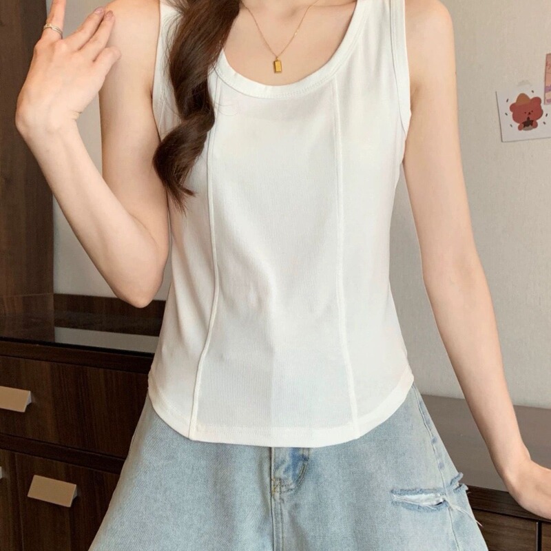 Camisole Women's Cotton Spring and Summer Design Sense Niche Outfit Sleeveless T-Shirt Women's Inner Base Fishbone Top Ins