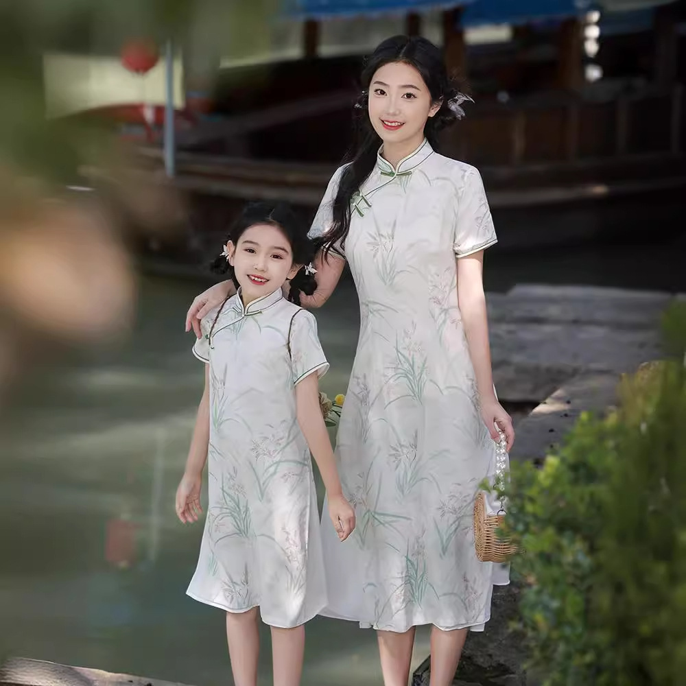 2025亲子装旗袍连衣裙中国风夏季洋气年轻款旗袍母女旗袍连衣裙