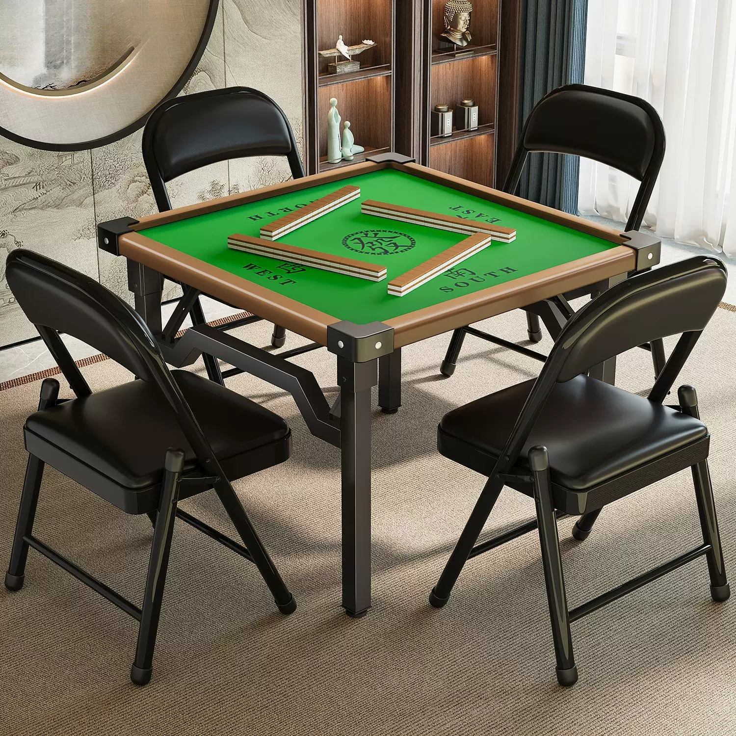 多用折叠桌正方形餐桌家用小户型吃饭桌子掼蛋象棋麻将桌烤火桌子