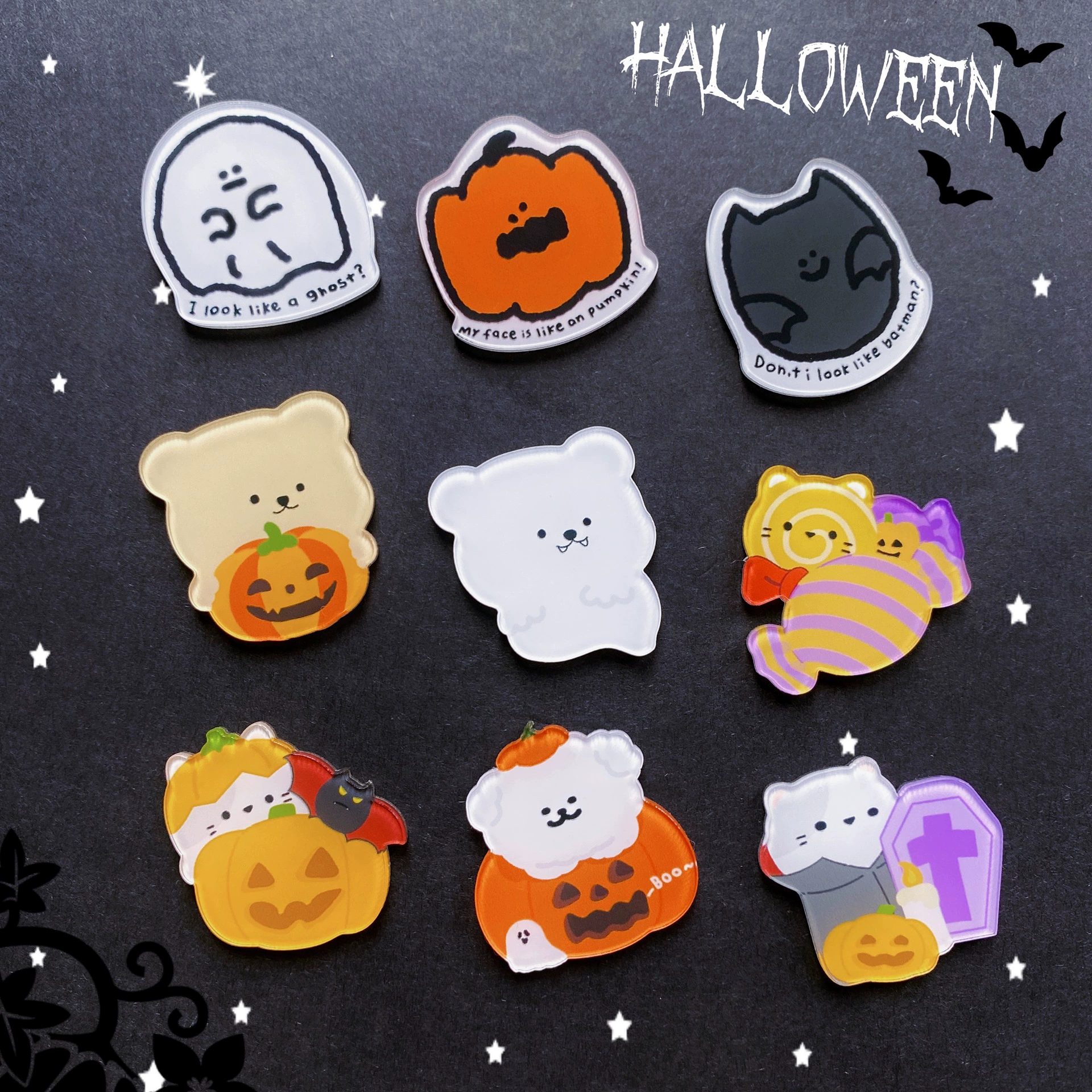 Хэллоуин подарок пара брошь милый японский маленький призрак акриловый значок школьная сумка украшения аксессуары булавка