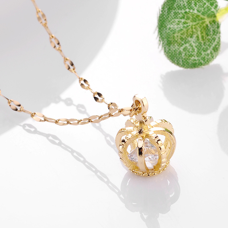 Kupfer Anhänger Rose Gold Kleine Krone Halskette Weibliche Ins Beliebte Net Rot Schlüsselbein Kette Kalten Stil Einfache Anhänger Zubehör_voghion.com