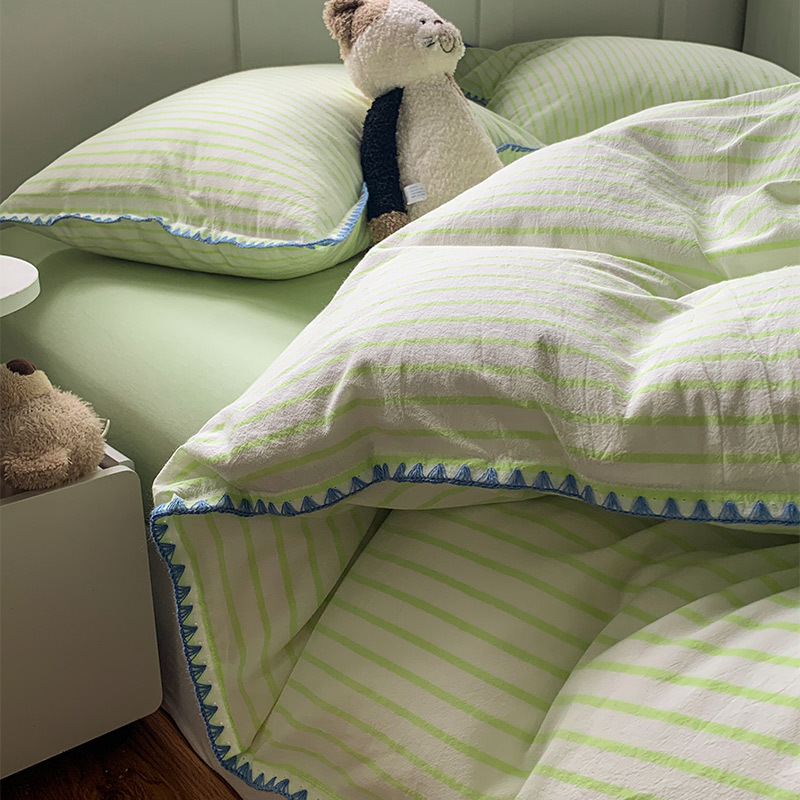 2025 nuevo traje de cuatro piezas de algodón lavado 100% algodón para madres y bebés, sábanas de edredón de algodón, sábanas de tres piezas, sábanas de dormitorio