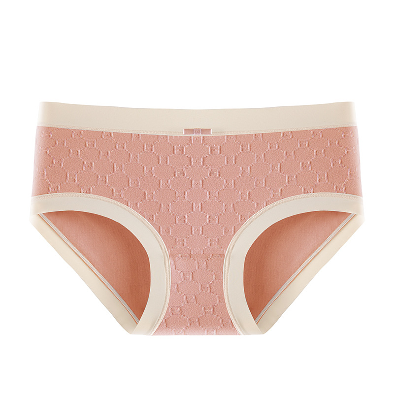 Verano de las mujeres de algodón fino transpirable antibacteriano entrepierna sin costuras media cintura simple Plaid triángulos cortos en stock