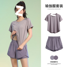 大码跑步健身运动套装速干衣套装夏季运动薄款宽松瑜伽短袖运动服