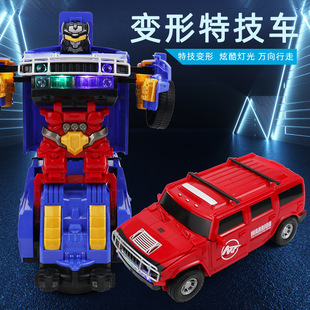 Tiktok electric deformation Humvee toy car dancing light music rotating universal deformation robot night market stall