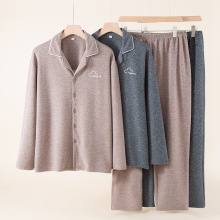 情侣睡衣秋冬季新款德绒保暖居家服男女纯色刺绣宽松套装家居服厂